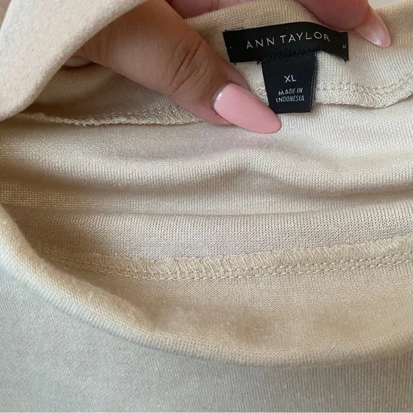 Ann Taylor Mock Neck Cream Sweater - Picture 4 of 6